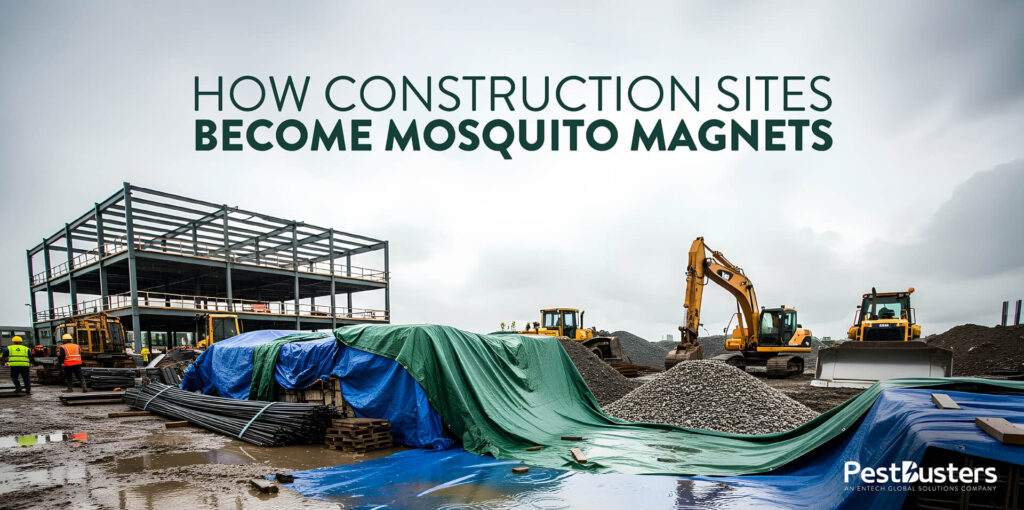 Construction site with hidden mosquito breeding grounds