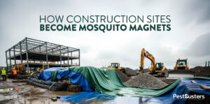Construction site with hidden mosquito breeding grounds